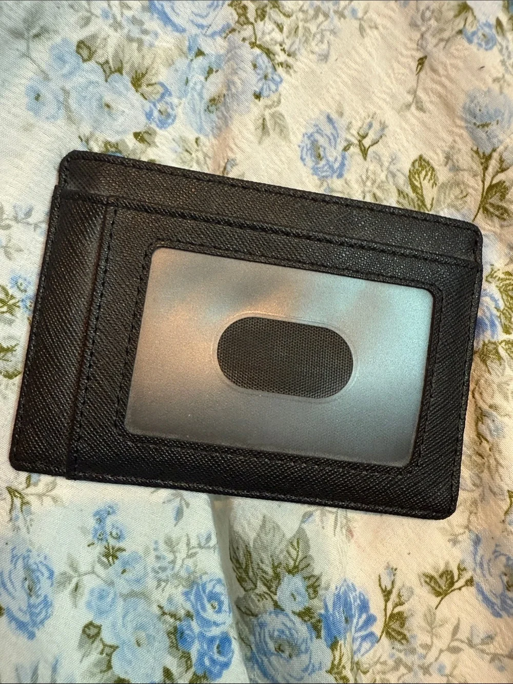 Travelambo Men’s Cross Grain Black Slim Card Holder Minimalist